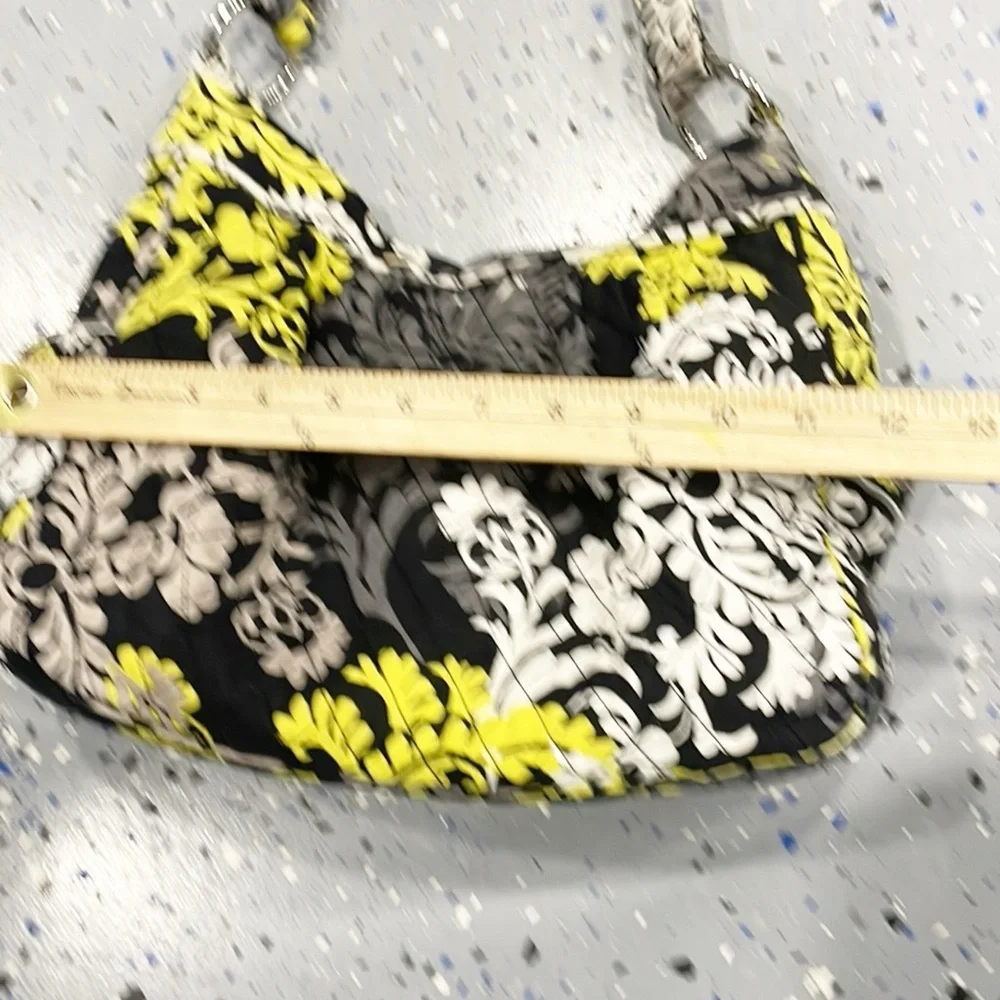 Vera Bradley Retired Yellow Black Baroque‎ Satchel Magnet Shoulder Handbag Hobo